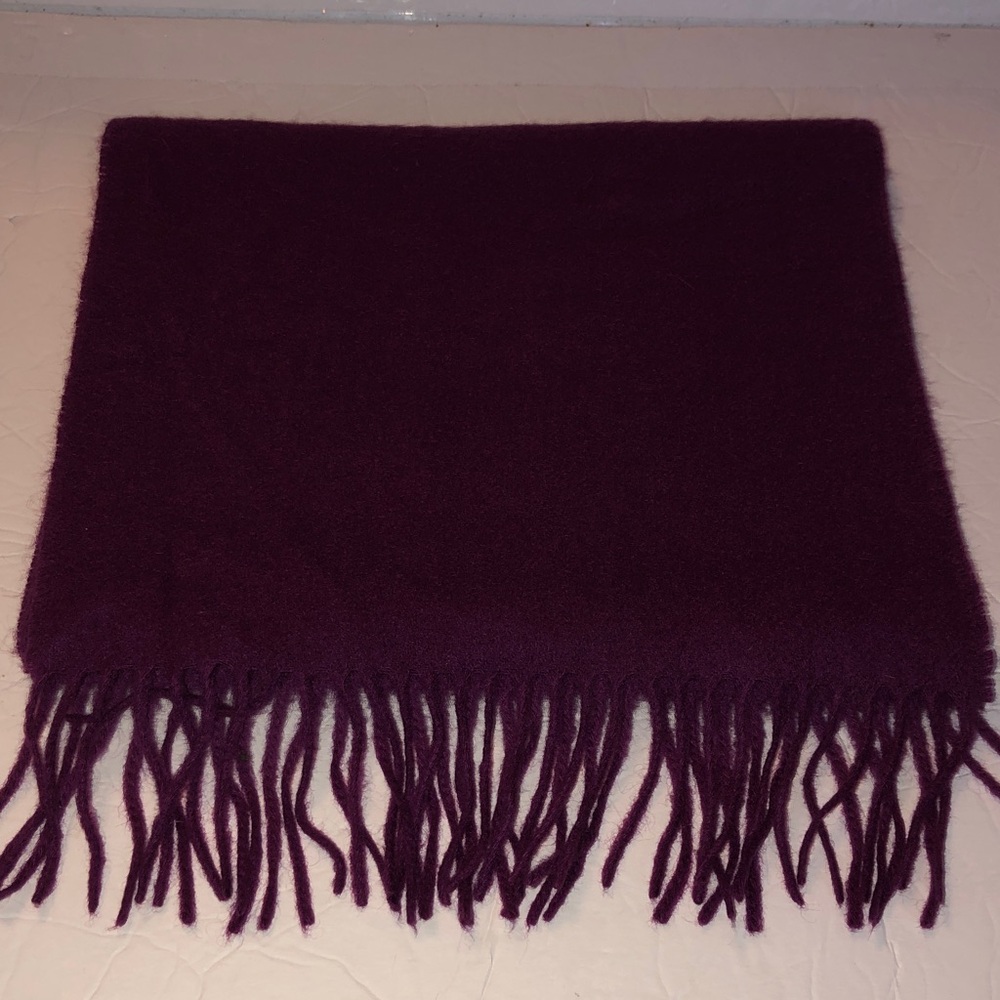 V. Fraas Elegant Magenta 100% Cashmere Fringe Scarf - 58”x11.5”